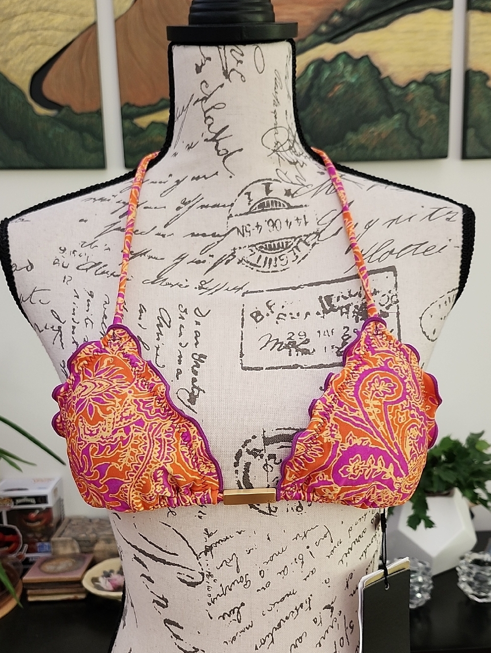 ViX Paula Hermanny Magritte Ripple Tri Top Bikini - NEW